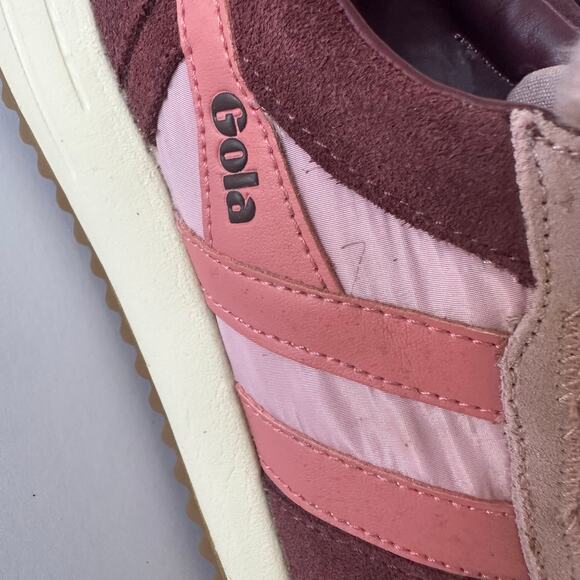 Gola Women’s Daytona Sneakers 6 Pink Burgundy Retro Jogger Suede Nylon Trainers - Picture 8 of 14